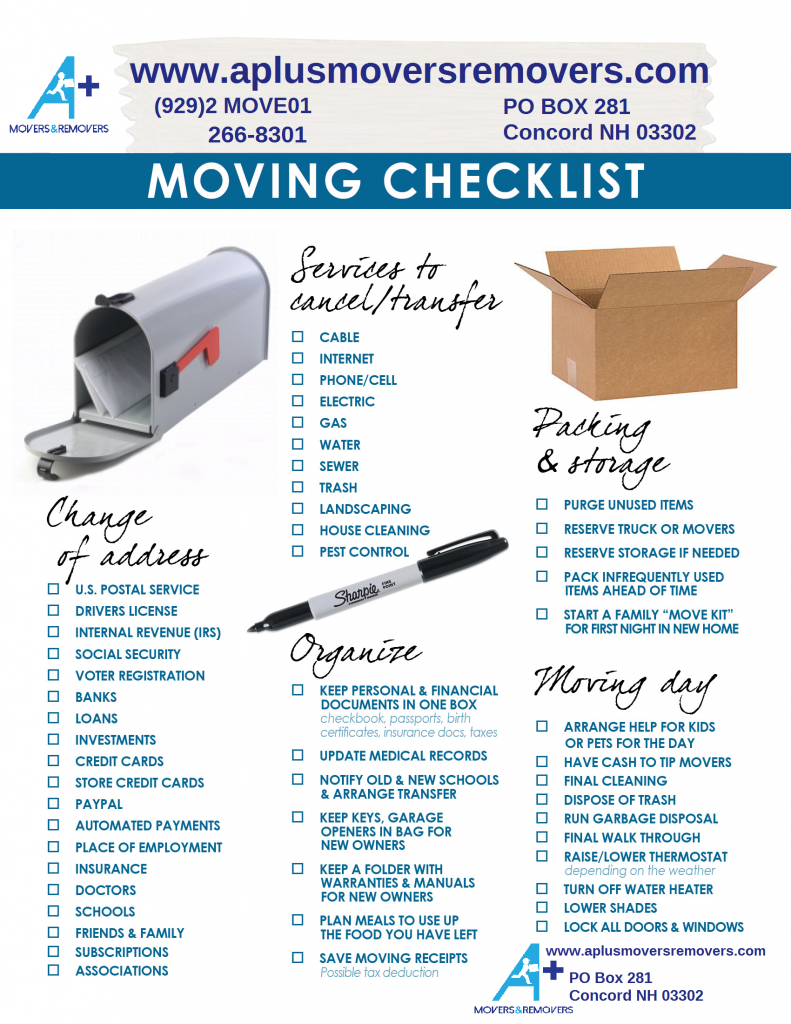 Printable To Do List - A+ Movers &amp; Removers